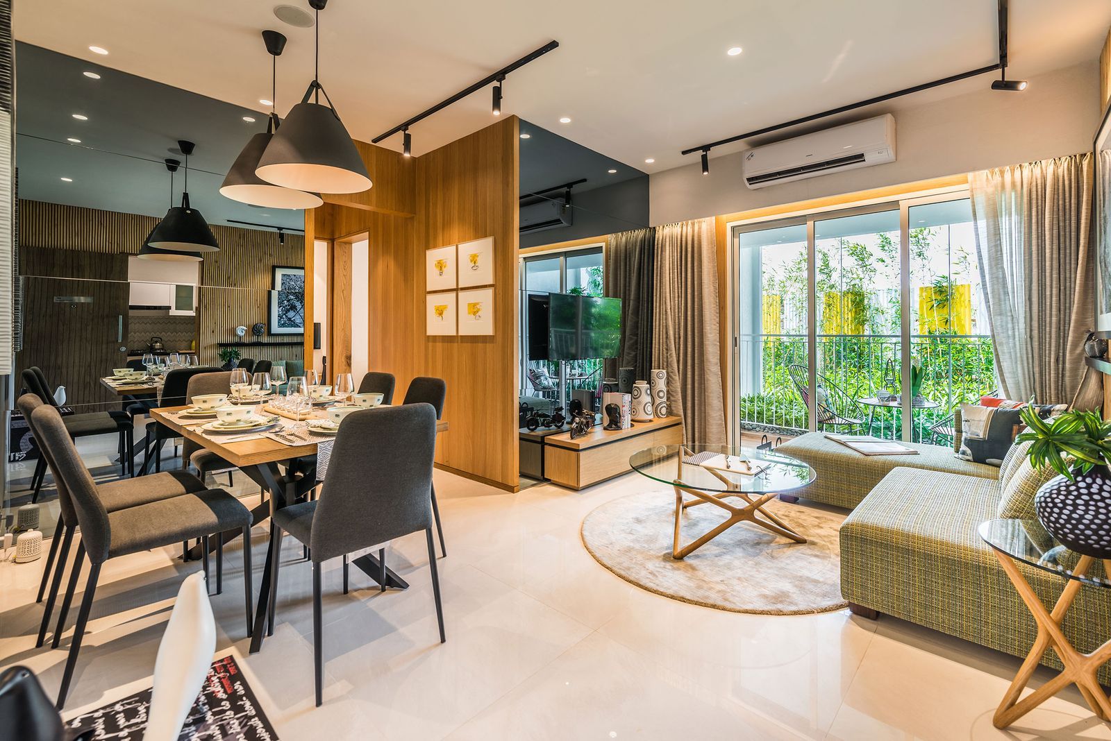Open-plan dining and living space kept immaculately presentable