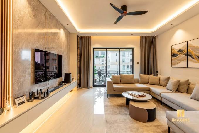 Calm, light-filled interior with polished surfaces