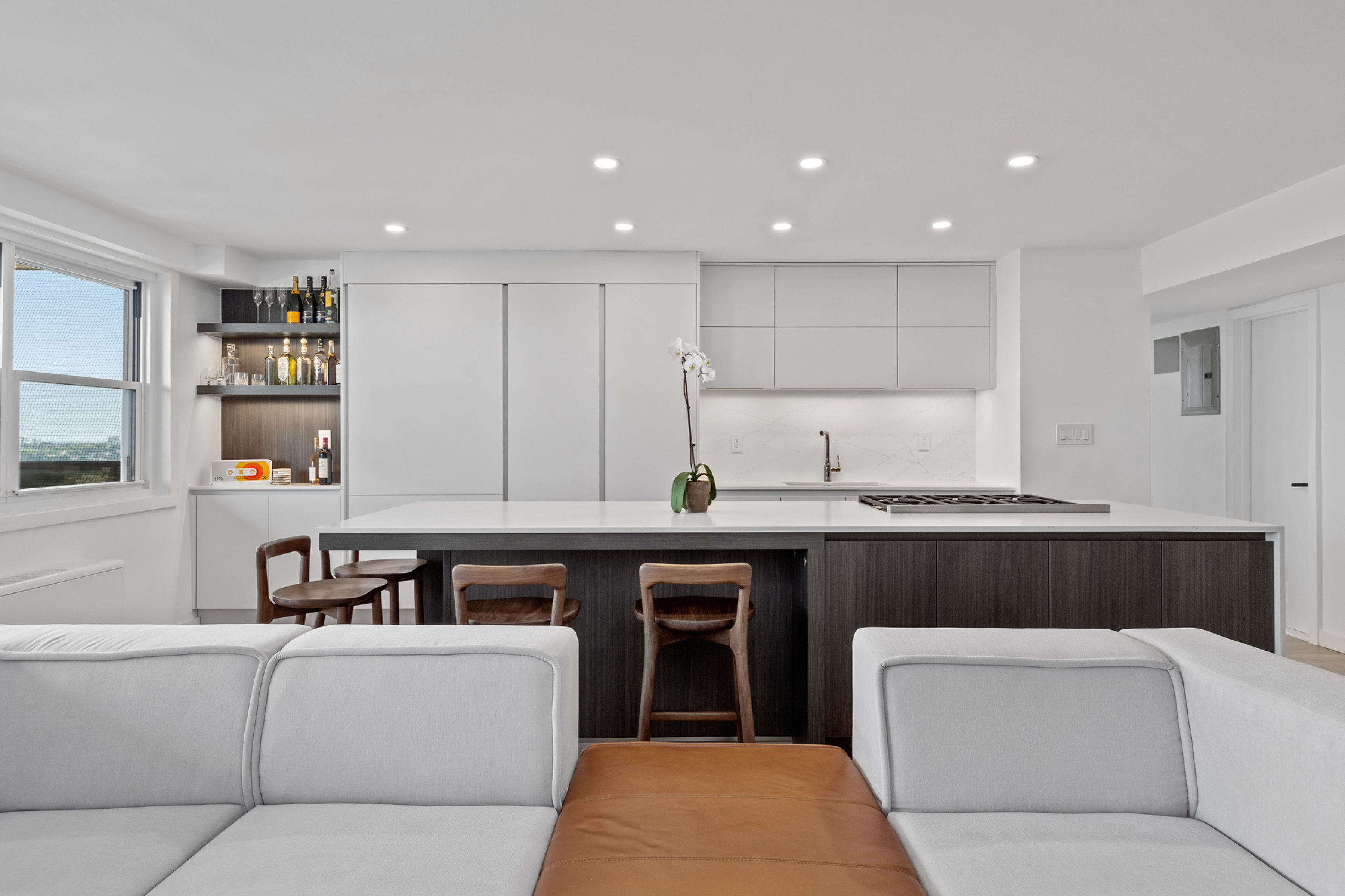Large open kitchen with immaculate cabinetry and worktops